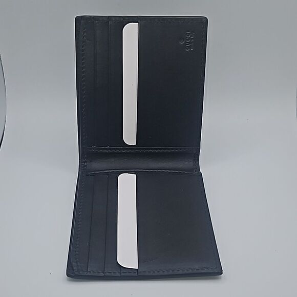 New Gucci Web Bifold Black Leather Wallet Made in Italy 547585-525040 - Picture 1 of 6